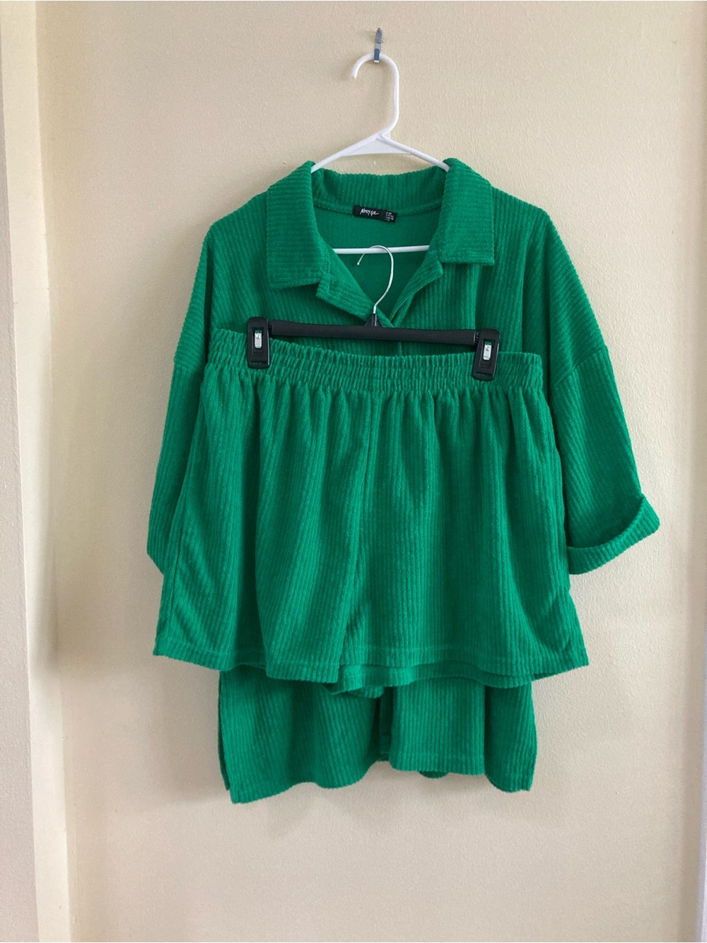 Nasty Gal Green Corduroy Two-Piece Loungewear Set